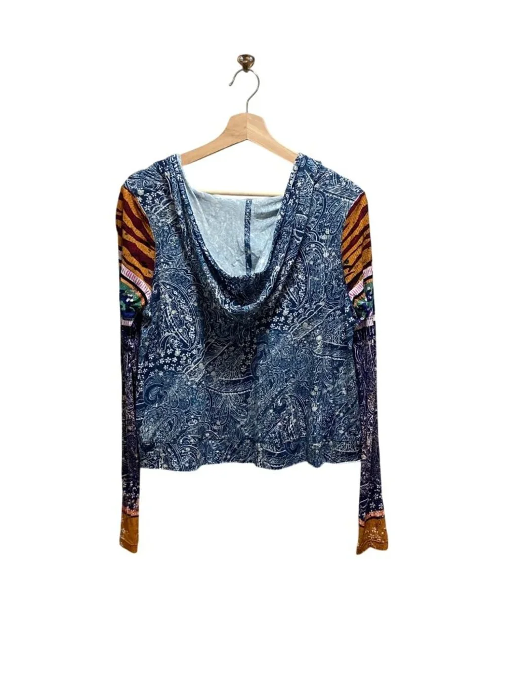 Free People FP Movement Soul Searcher Printed Hoodie Blue Size S Boho Hippie